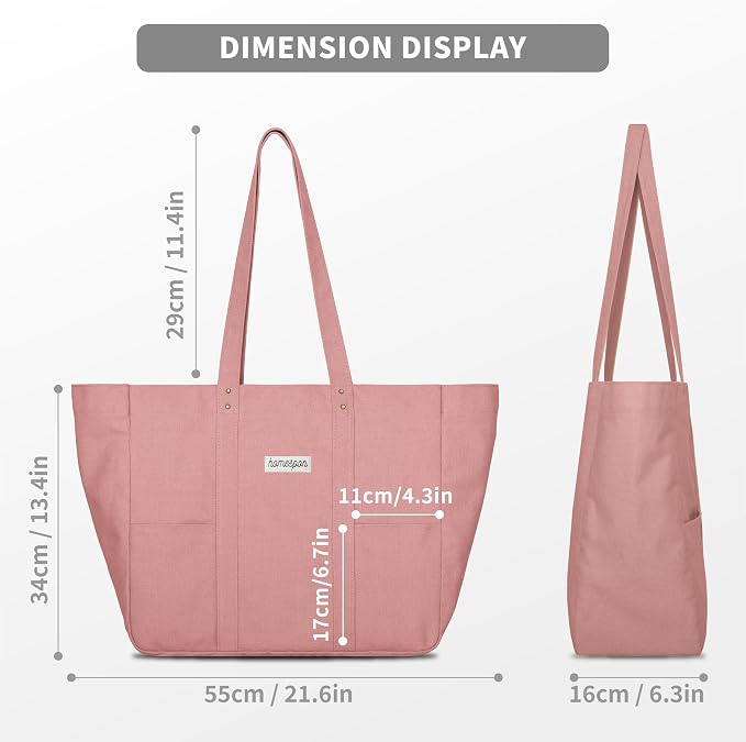HOMESPON Large Canvas Tote Bag, Magnetic Work Laptop Pack for Women | Everything Bag, Multi Pockets, Internal Laptop Sleeve - Image 3