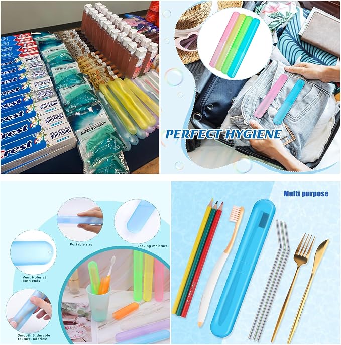 MingTa Set of Six Multicolored Travel Toothbrush Cases - Breathable, Clear & Portable Holders for Home, Travel & Camping Trips - Image 3