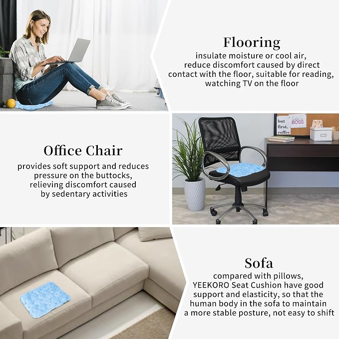 Inflatable Seat Cushion, Chair Cushions, Lightweight Air Sitting Pad, Portable Chair Pads for Indoor Dining Room Kitchen Chairs Office Airplane Car, Floor Cushion for Home(Blue) - Image 6