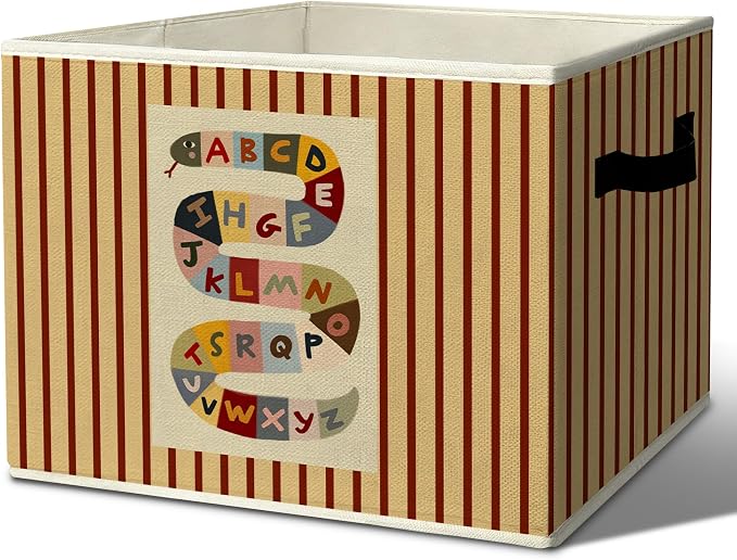 Rustic Alphabet Snake Storage Bins Boxes with Handles | toys books clothes, colorful abc nursery foldable basket for organizing bedroom toddler room playroom by Unknown