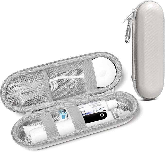 Nincha Hard Shell Electric Toothbrush Case - for Oral-B iO/Pro/Smart Series Bigger Size Travel Case Fits all Powered Toothbrushes and Accessories White by Nincha