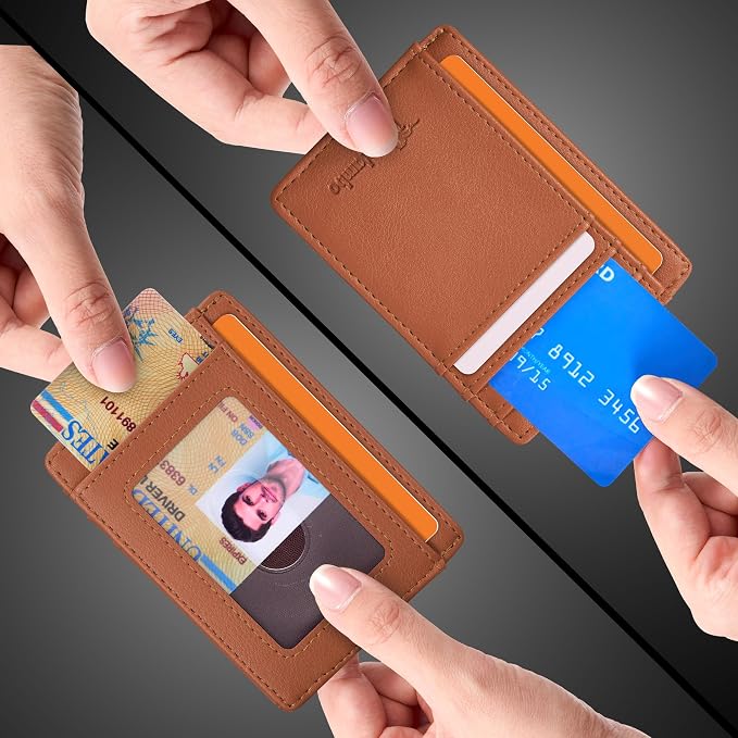 Travelambo Slim Wallet Front Pocket Minimalist Leather RFID Blocking Medium Size - Image 8