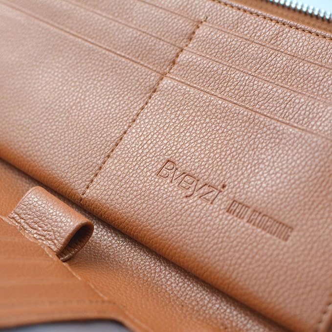 Bveyzi Women RFID Blocking Wallet Leather Zip Around Phone Clutch Large Capacity Ladies Travel Purse Wristlet - Image 6
