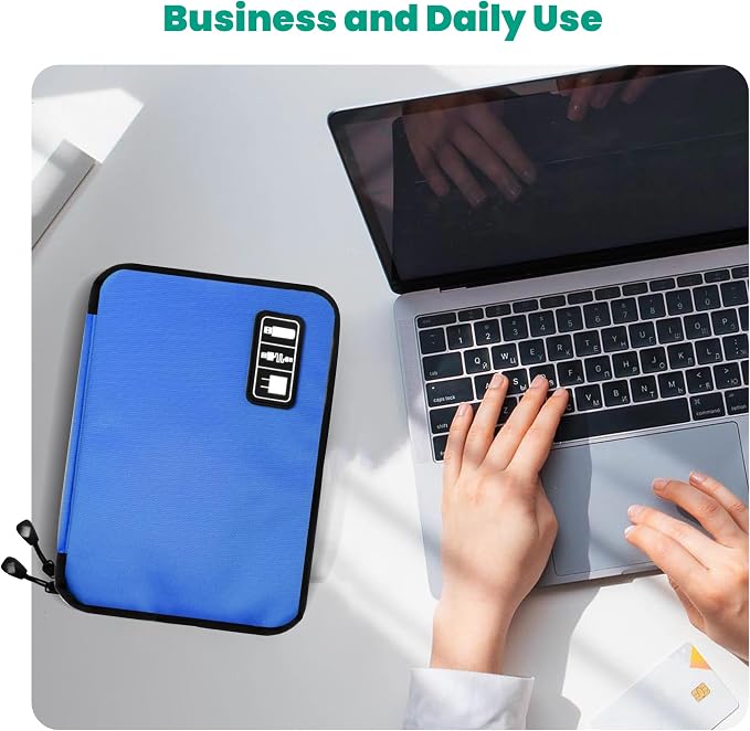 Cord Organizer Travel, Electronics Organizer Tech Pouch - Portable Cable Organizer Bag for Cords, Charger, Phone, SD Card, Power Bank for Travel & Daily Use -Royal Blue Green - Image 6