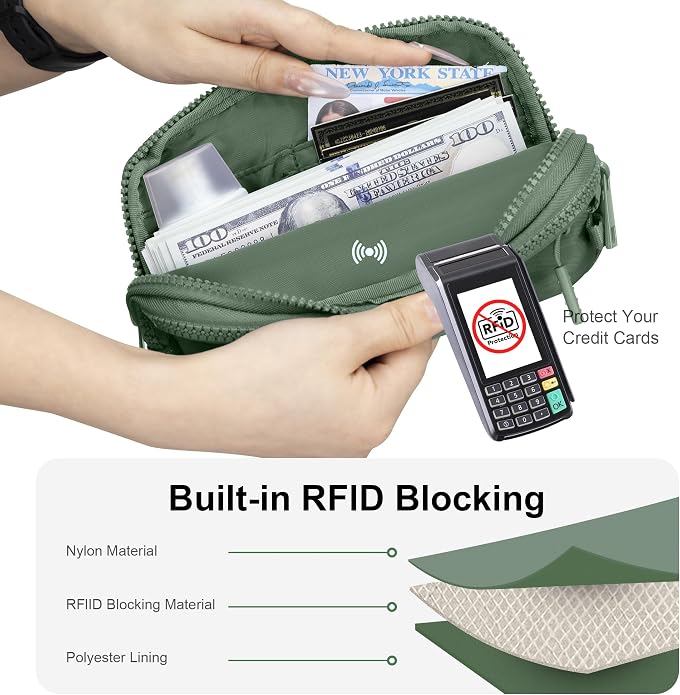 FODOKO Wristlet wallets for Women RFID crossbody bags with 4 Zippers | Checkered quilted nylon with credit card slots, cell phone organizer, and coin purse for travel and everyday carry - Image 6