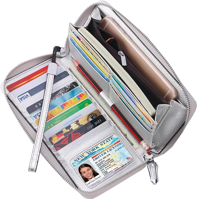 Small Compact Women Wallet RFID Blocking Genuine Leather Bifold Purse with ID Windows - Image 2