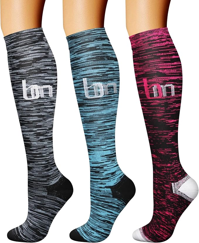 CHARMKING Compression Socks for Women & Men Circulation (3 Pairs) 15-20 mmHg is Best Support for Athletic Running Cycling by CHARMKING