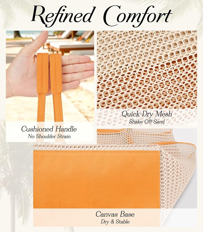 Cruise Essentials Beach Bag for Women, Mesh Tote with Detachable Pouch | Chic Design - Image 6