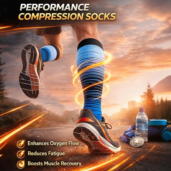 5/6 Pairs Graduated Compression Socks for Women&Men 20-30mmhg Knee High Socks Travel Hiking Running Stocking - Image 2