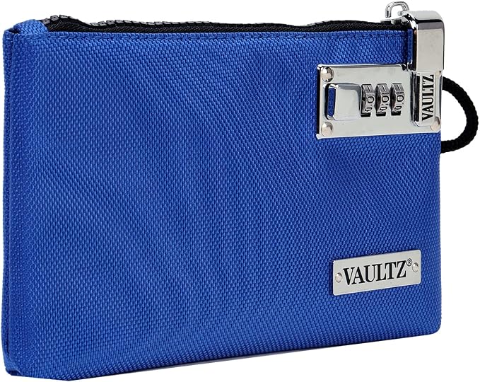 Vaultz Money Bag with Lock - 5 x 8 Inch, Men & Women's Locking Accessories Pouch for Cash, Bank Deposits, Wallet, Medicine, Phone and Credit Cards - BLUE | Zippered pouch secures cash, cards, phone and valuables, portable size fits easily into a purse,... - Image 5