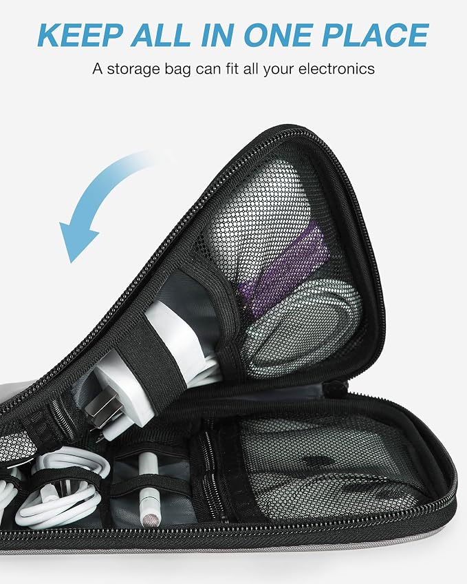 BAGSMART Large Electronics Organizer Travel Case for Tech Accessories, Blue | Tech Accessories, Cord Storage Bag, For Phone, Power Bank, SD Card, Cables - Image 6