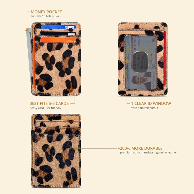 Oak Leathers Slim Card Holder Leather Wallet - RFID Blocking Men Women - Image 2