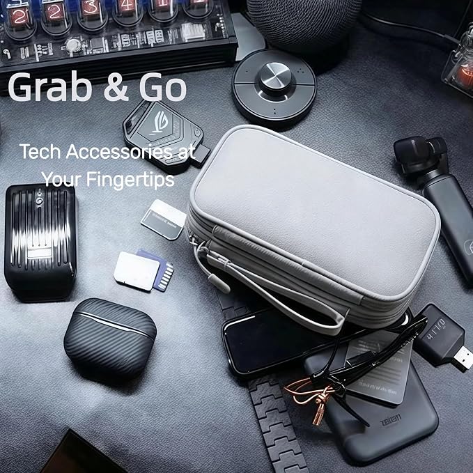 Portable Waterproof Double Layers All-in-One Storage Bag, Travel Cord Organizer，Electronics Accessories Organizer Pouch Bag for Accessories,Charger, USB Cable, Gadget (grey) - Image 6