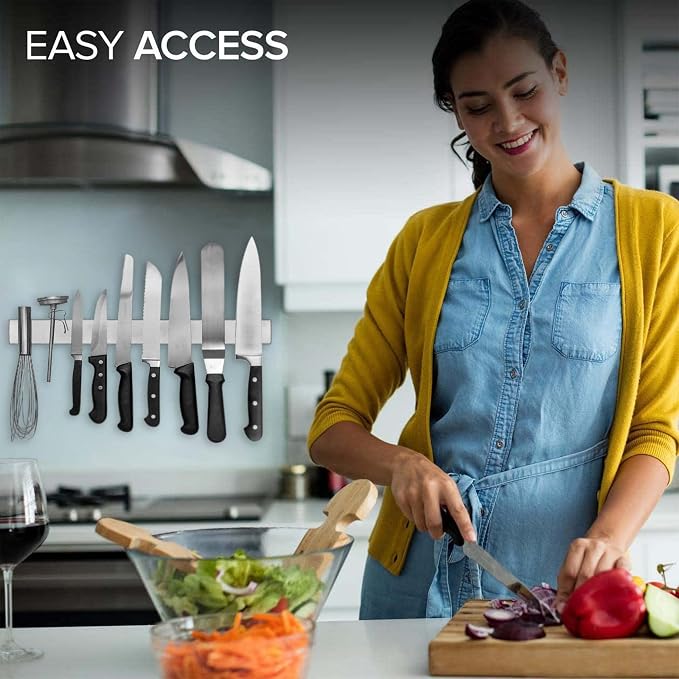 Modern Innovations Magnetic Knife Holder for Wall and Fridge - 18" Knife Magnetic Strip, Magnet Kitchen Knife Holder and Rack, Stainless Steel Magnetic Knife Bar for Kitchen Utensils - Image 7