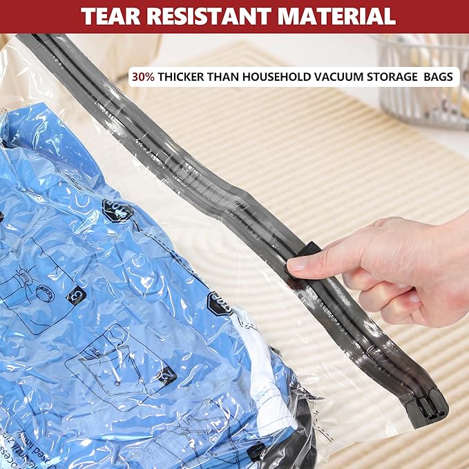 Vacuum Seal Bags for Clothing Travel and Home Storage, Travel Vacuum Bags with Electric Pump, Space Saver Compression Packing Cubes for Luggage Suitcase Bedding Blankets Clothes, 8 Combo - Image 6