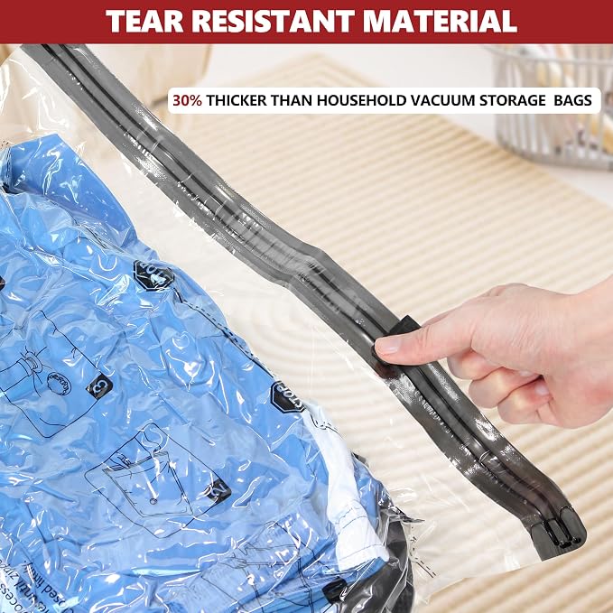 Vacuum Seal Bags for Clothing Travel and Home Storage, Travel Vacuum Bags with Electric Pump, Space Saver Compression Packing Cubes for Luggage Suitcase Bedding Blankets Clothes, 12 Combo - Image 6