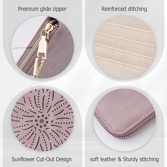 RFID Wallet Women Large Capacity Sunflower Wristlet Wallets for Women Clutch Ladies Cell Phone Purse - Image 6