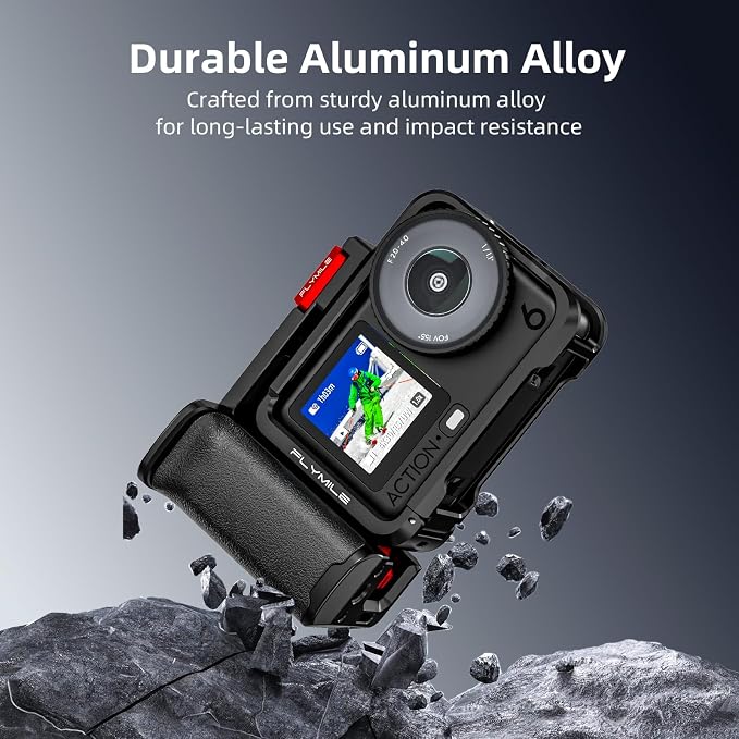 BRDRC Grip Kit for DJI Action 6 (with Cage), Handle Holder Bundle Expansion Mount with Shutter Button, Quick Release, Cold Shoe for DJI Osmo Action 6 Accessories - Image 9