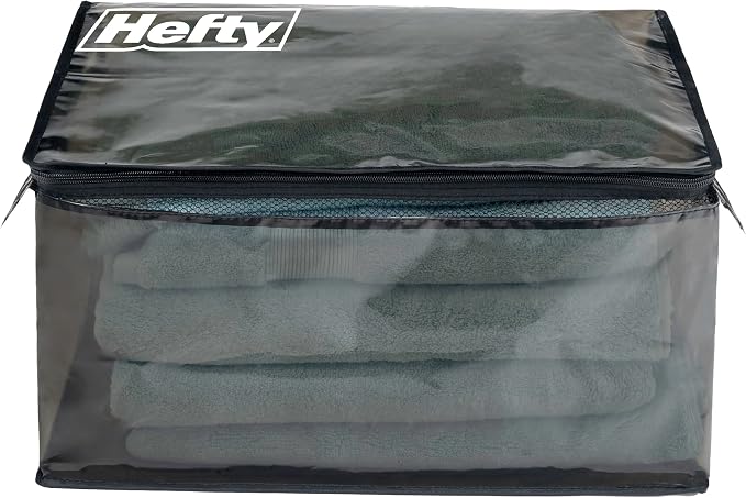 Hefty Large Flexible Tote with Breathable Mesh, Double Zipper, 2 Handles – Ideal for Moving or Clothes & Apparel Storage, Alternative to Plastic Bin, Organizer or Container – 2 Pack - Image 6