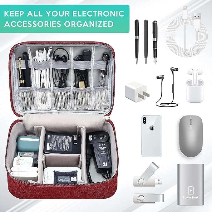 Electronics Organizer Travel Cable Organizer Bag Waterproof Portable Digital Storage Bag Electronic Accessories Case Cable Charger Organizer Case - Image 3
