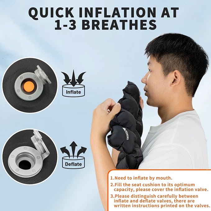 Inflatable Seat Cushion, Porous Design Sitting Pad, Air Seat Cushion, Portable Seat Cushions for Airplane Wheelchair Office Camping - Image 3