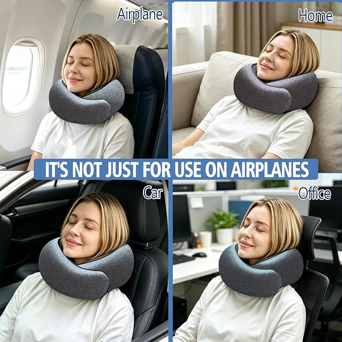 Travel Pillow, Neck Pillow for Airplane, Ergonomic Memory Foam Travel Neck Pillow for Airplanes, Comfortable Flight Pillow for Long Flights & Sleeping - Image 6