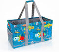 Extra Large Utility Tote Bag - Oversized Collapsible Reusable Wire Frame Rectangular Canvas Basket With Two Exterior Pockets For Beach, Pool, Laundry, Car Trunk, Storage - Camping by Lucazzi