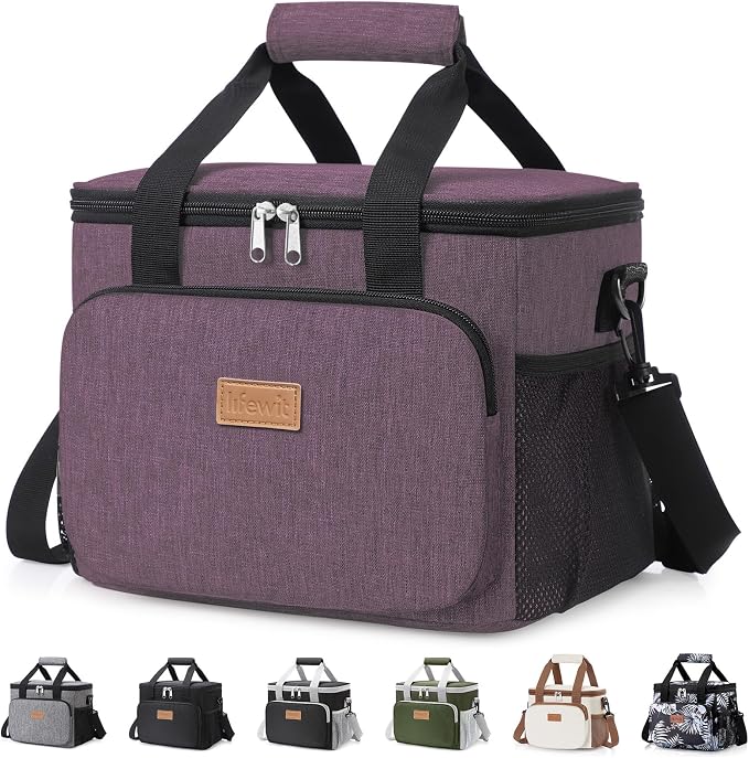 Lifewit Medium Lunch Bag, Insulated Lunch Box, Soft Cooler Cooling Tote for Adult Men Women, Purple 12-Can (9L) by Lifewit