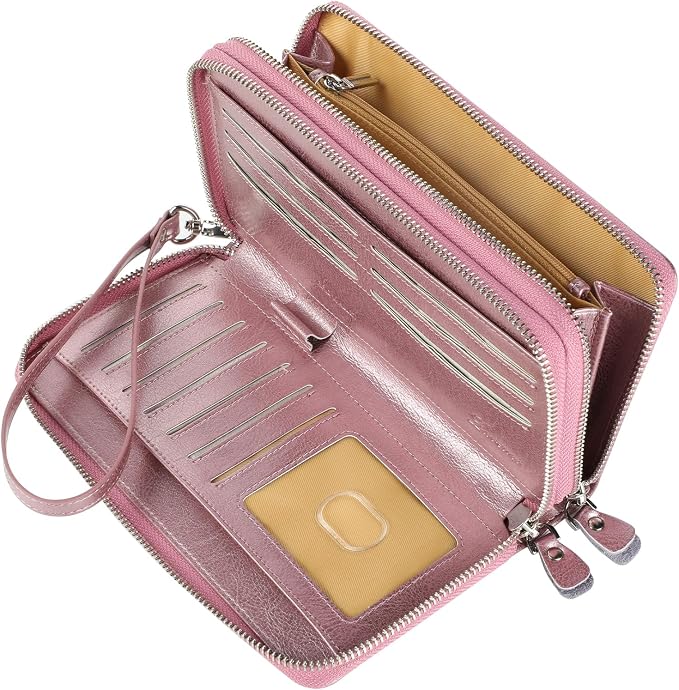 Small Compact Women Wallet RFID Blocking Genuine Leather Bifold Purse with ID Windows - Image 5