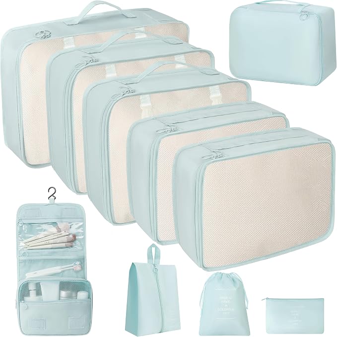 10 Pcs Set Packing Cubes - Travel Packing Organizers, Expandable Suitcase Organizer, Luggage Organizer Bags by WelcometoLUCDNC