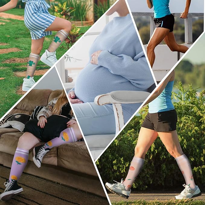 fenglaoda Compression Socks for Women Men Support Circulation 6 Pairs Socks For Nurse, Travel, Flight - Image 6