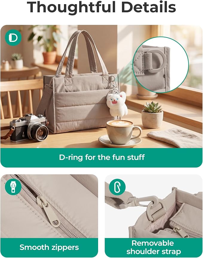 BAGSMART Small Tote Bag for Women, Work Teacher Bag with Zipper Closure - Image 5