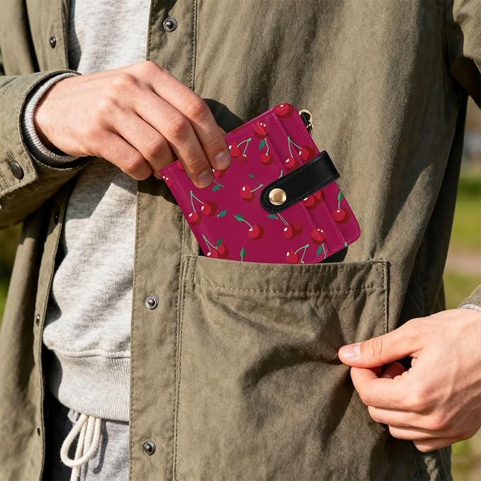 Vector Red Cherry Women's Wallets RFID Blocking,Credit Card Holder Bifold Wallet,Slim Card Cases,PU Leather Travel Wallet for men Girls - Image 7