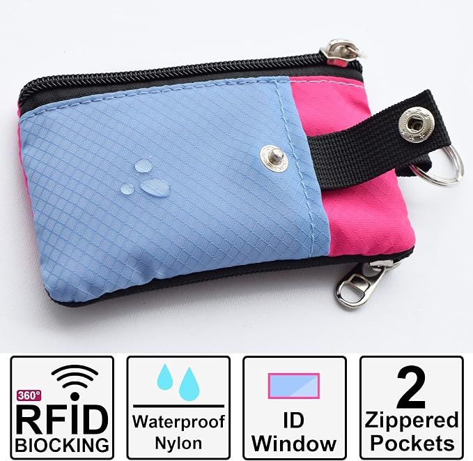 CHENSPRX Minimalist RFID Blocking Small Wallet with ID Window,WaterResistant Zip Id Case Wallet with Lanyard Keychain for Cards,Cash,Travel,Women,Men - Image 2