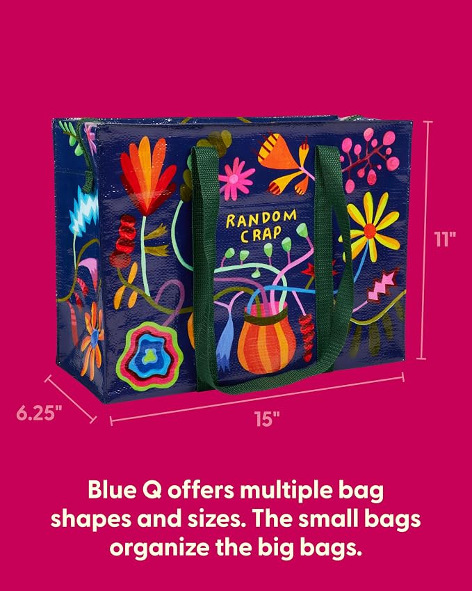 Blue Q Reusable Shoulder Tote Bag – Carry Everywhere Bag with a Hefty Zipper, Durable, Fun Design, 95% Recycled Material - Image 2