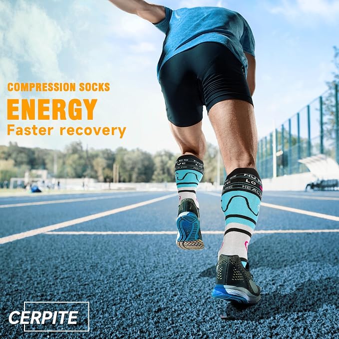 cerpite Compression Socks for Women & Men 6 Pairs Knee High Compression Socks 20-30 mmhg Best for Running,Nurse,Travel - Image 6