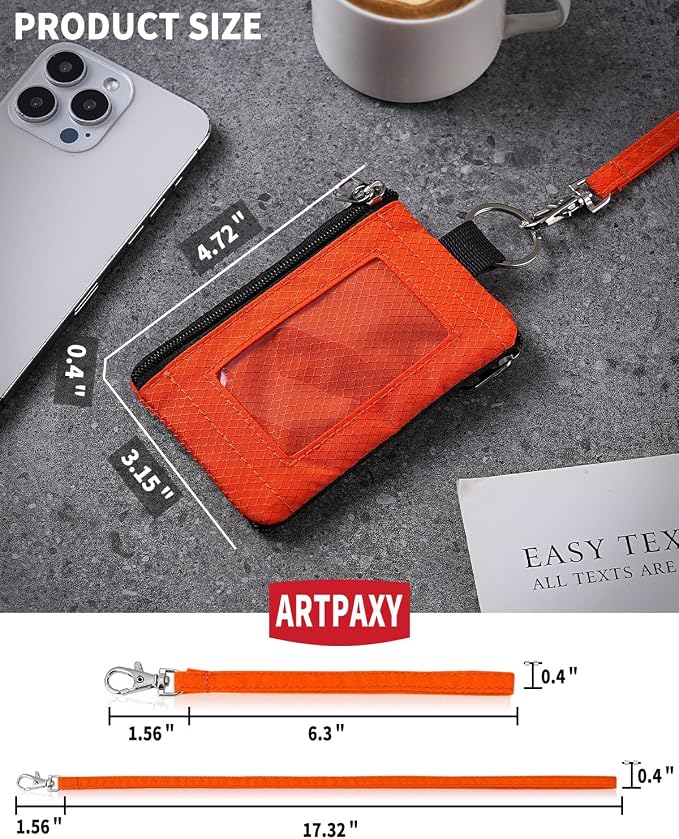Artpaxy Minimalist Wallet For Mens Womens, Keychain RFID Blocking Zipper Small Wallet with ID Window 2 Lanyards,Water Resistant Travel Cash Card Coin Case Boys Girls - Image 2