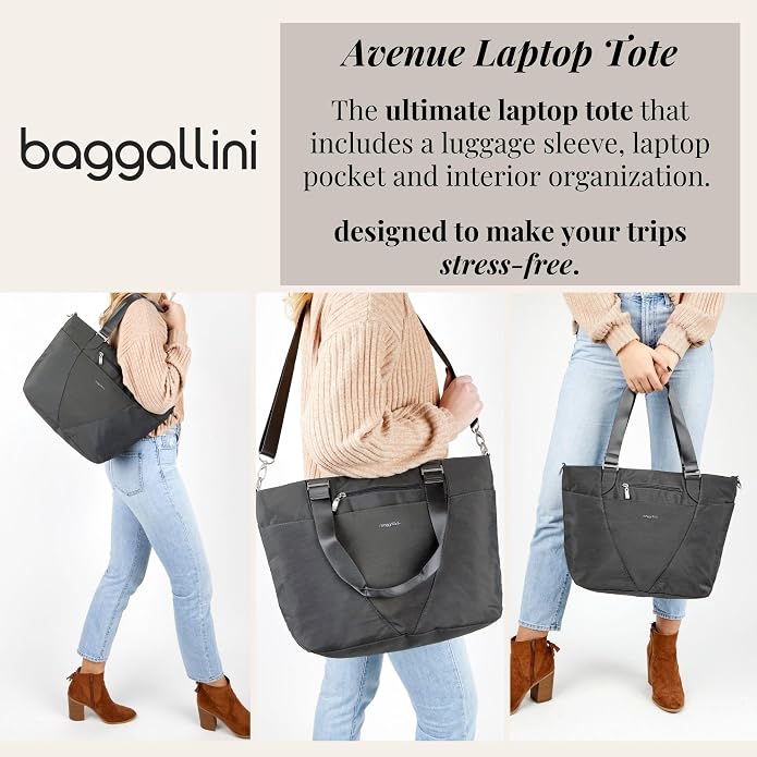 Baggallini Avenue Tote - 12x18 Laptop Tote Bag for Women - Lightweight Work Travel Carry On Bag - Image 3