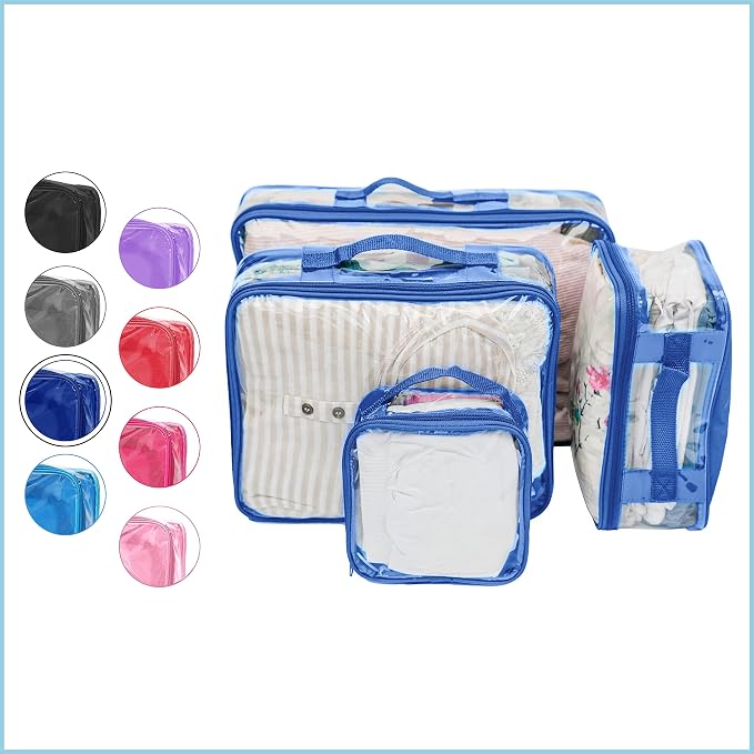 Clear Packing Cubes set of 4 / Packs 7-10 Days of Clothes/Premium PVC Plastic Storage Bags - Image 2
