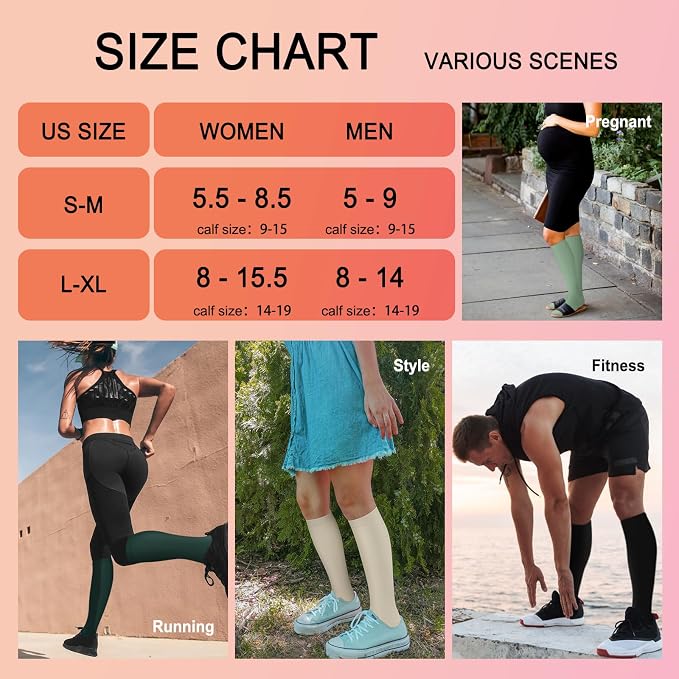 4 Pairs Compression Socks for Women Circulation-Best Support for Nurses,Running,Athletic,Travel - Image 6