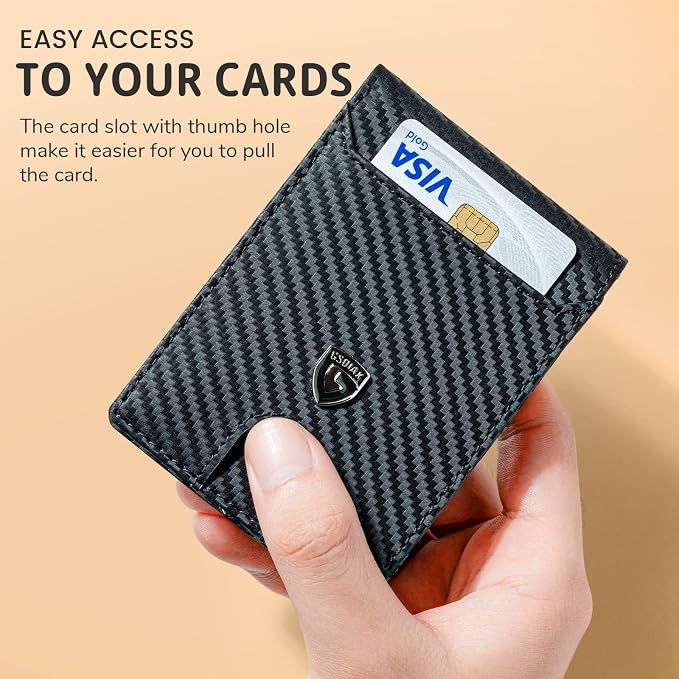 GSOIAX Slim Wallet for Men RFID Blocking Bifold Wallet Carbon Fiber Front Pocket Wallet with 11 Card Holder Minimalist Mens Wallet with Gift Box(Carbon Yellow) - Image 6