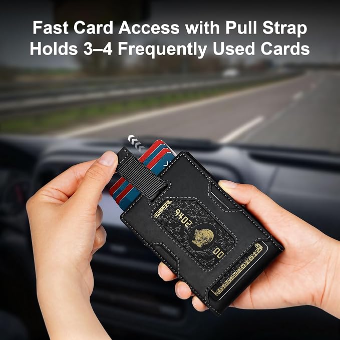 Slim Genuine Leather Wallet: Thin RFID Wallet 12+ Card Hold | Top Grain Leather Wallet with Magnetic Money Clip Inside - Minimalist Front Pocket Wallets - Gifts for Men with Gift Box - Image 3