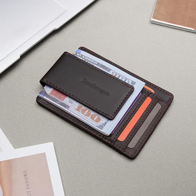 Toughergun Slim Wallet for Men RFID Blocking Money Clip, Minimalist Front Pocket Credit Card Holder, Magnetic Thin Mens Wallets with ID Window - Image 3