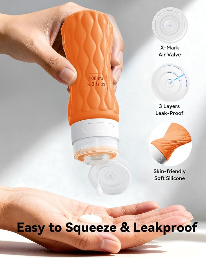 Travel Bottles for Toiletries Silicone Travel Size Containers 3.4oz 1.7oz | Travel Essentials TSA Approved Leakproof Refillable Squeeze Bottles with Labels/Clear Bag for Shampoo, Conditioner, Creams - Image 3