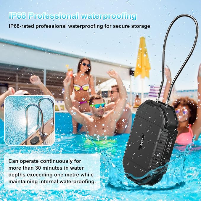 Diyife Portable Safe Box, [Waterproof] Travel Safe Lock Box with Code | 4 Digit Combination Lock Anti-Theft Lock Box with Removable Chain, Portable Lockbox for Beach Outdoor Dorm Hotel Home - Image 3