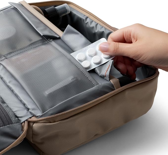 Bellroy Hanging Toiletry Kit Plus 8L, Travel Toiletry Bag - Stone | 8L travel hanging toiletry bag for your toiletries and essentials - Image 5