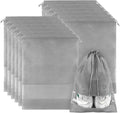 12 Pack Shoe Bags for Travel, Large Travel Shoe Bag for Packing with Window | Dustproof Drawstring Travel Shoe Storage Bags Travel Essentials for Men & Women, Grey by COIDEA