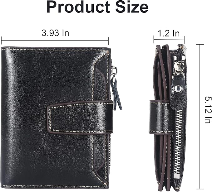 Small Compact Women Wallet RFID Blocking Genuine Leather Bifold Purse with ID Windows - Image 5