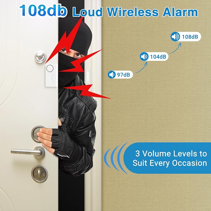 GreenCycle Fridge Alarm, Door Alerts When Opened, Window Alarms When Opened, 3/15/30/60 Seconds Adjustable Delay, 4Modes,3Adjustable Volume Refrigerator Alarm Open Door for Office,Shop,Business,6Pcs - Image 4