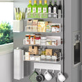 Magnetic Spice Rack for Refrigerator, 7 Pack 100% Metal Strong Magnet Shelves, Kitchen Spice Organizer W/ Hook Rack, Paper Towel Holder, Utensils Caddy, Home Laundry Room Storage Organization (White) by DTUQYX